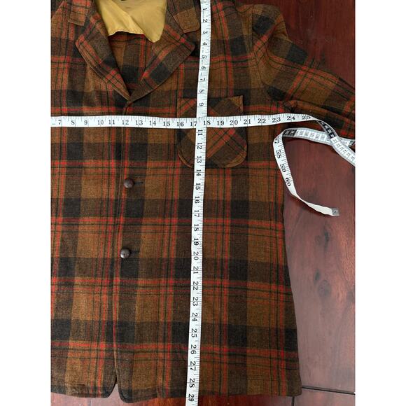VTG Pendleton Plaid Mens Large Blazer Chore Coat Jacket Southwest 3 Button - Picture 10 of 11